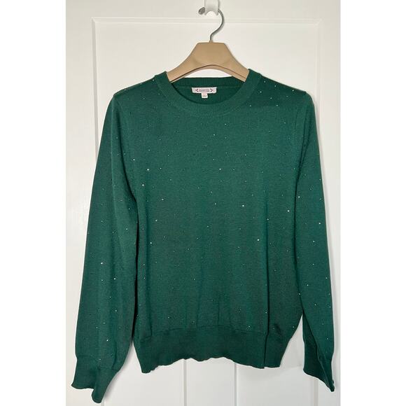 Nanette Lepore Green‎ Sweater Sequins Crew Neck Size XL - Picture 1 of 8
